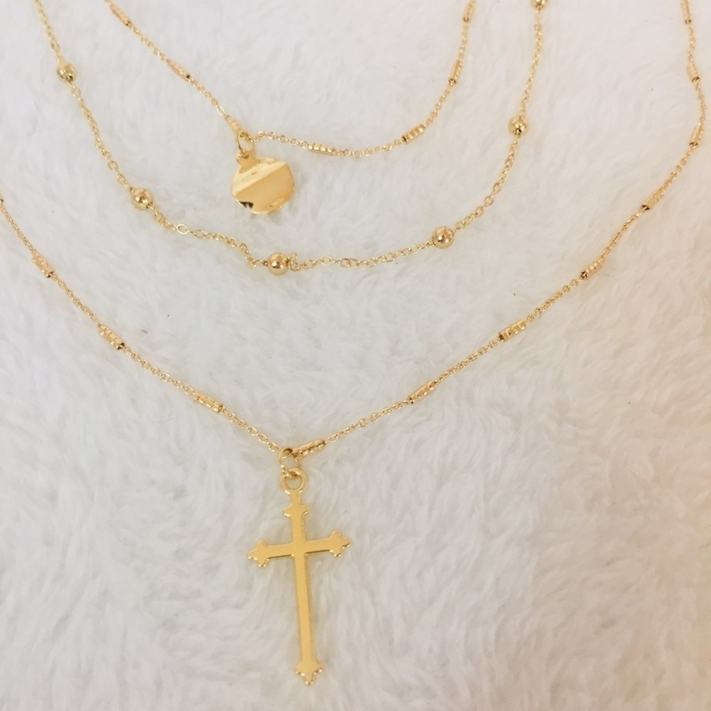 Gold-Tone Three-rows choker & Necklace - Picture 5 of 8